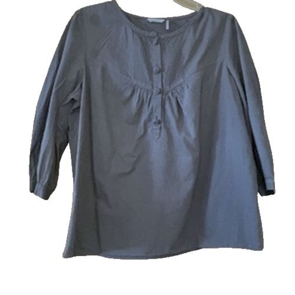 Izod Womens Navy Blue Pleated 4 Button Tunic Size XL 3/4 Sleeves